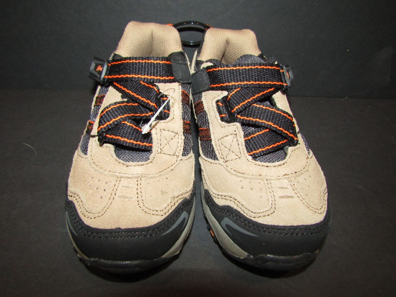 S SPORT GARGONS Boys Size 9 Tan, Black & Orange VELCO CLOSE Hiking SHOES