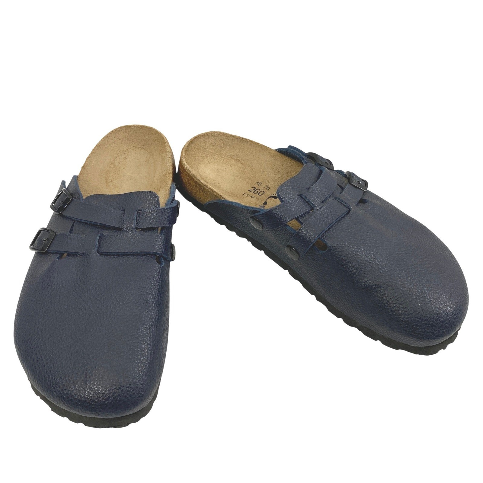Birkenstock Birki’s Clogs W 9 / M 7 Maria Navy Blue Pebble Double Buckle Leather