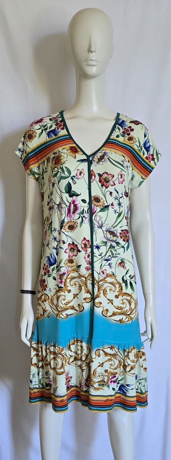 JOHNNY WAS XS 95% VISCOSE 5% SPANDEX MULTI COLOR DRESS