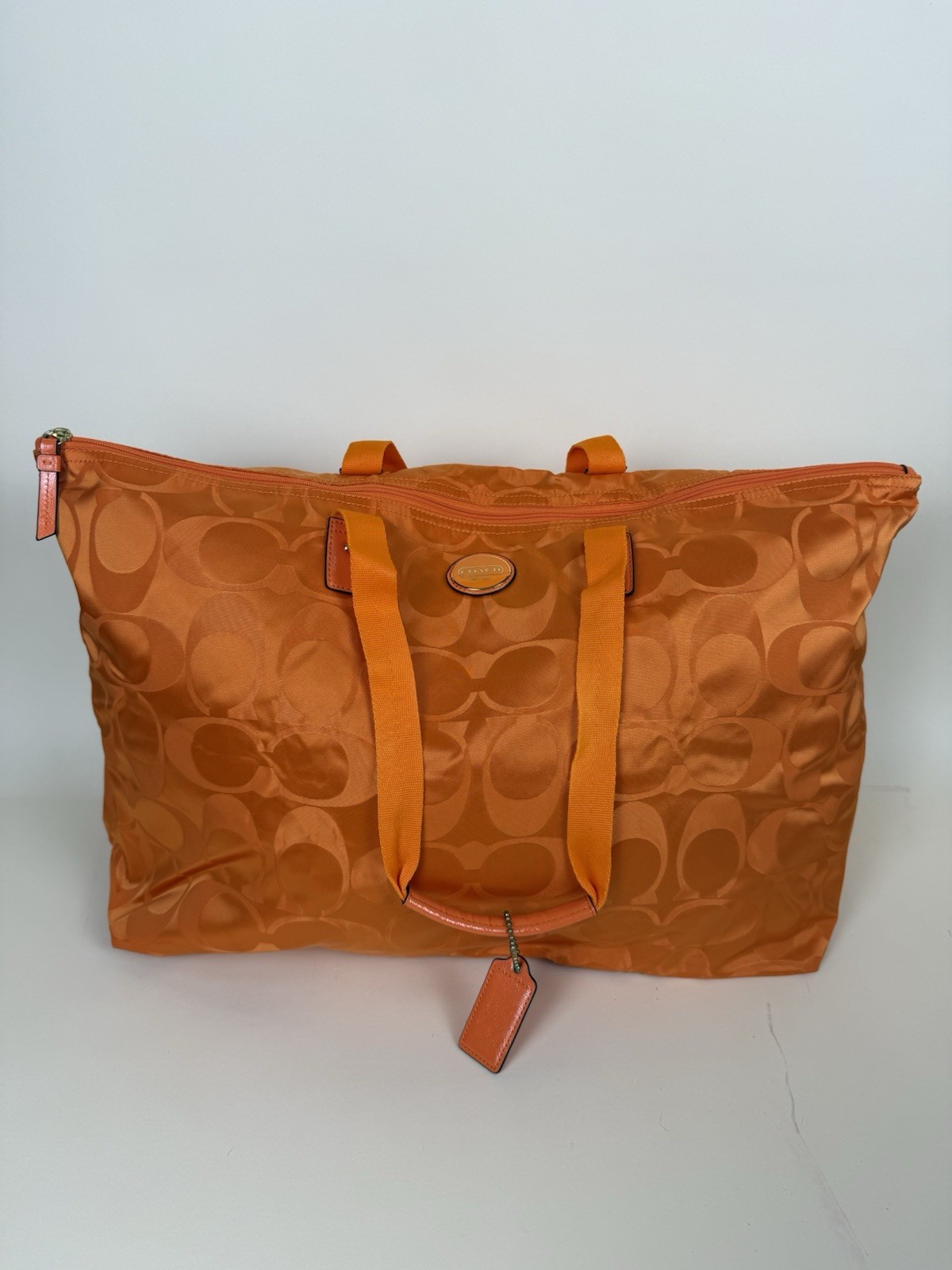 COACH Getaway Signature Orange Packable Weekender Bag #F77321 With Snap In Bag