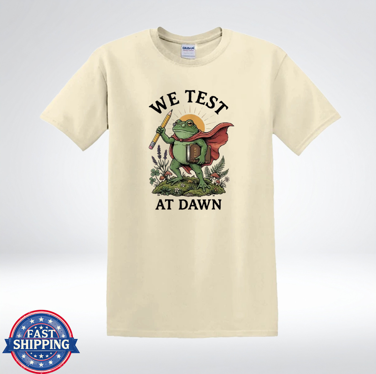 We Test At Dawn Frog Superhero Teacher Student Funny School T-Shirt
