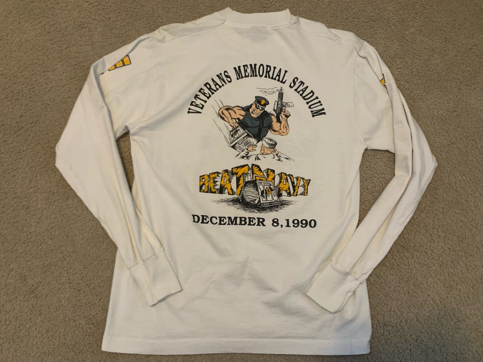 Vintage Army Vs Navy 1990 Football Game Long Sleeve Tee Sz M Military Academy