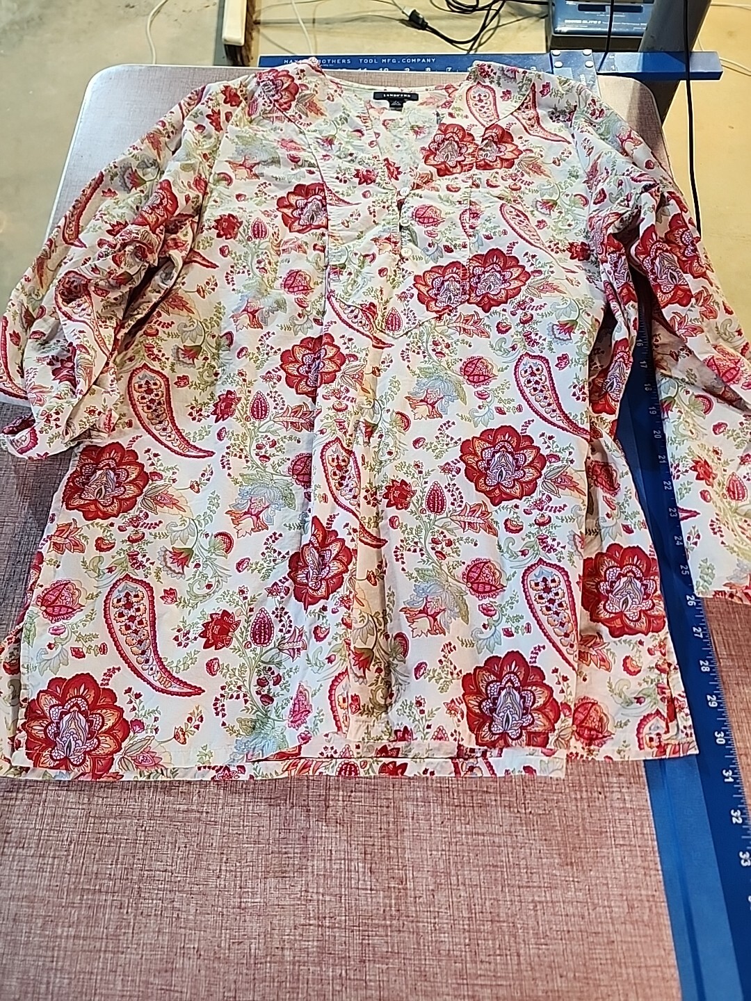 Lands End Womens Sz L 100% Baumwolle Cotton Shirt Valentines