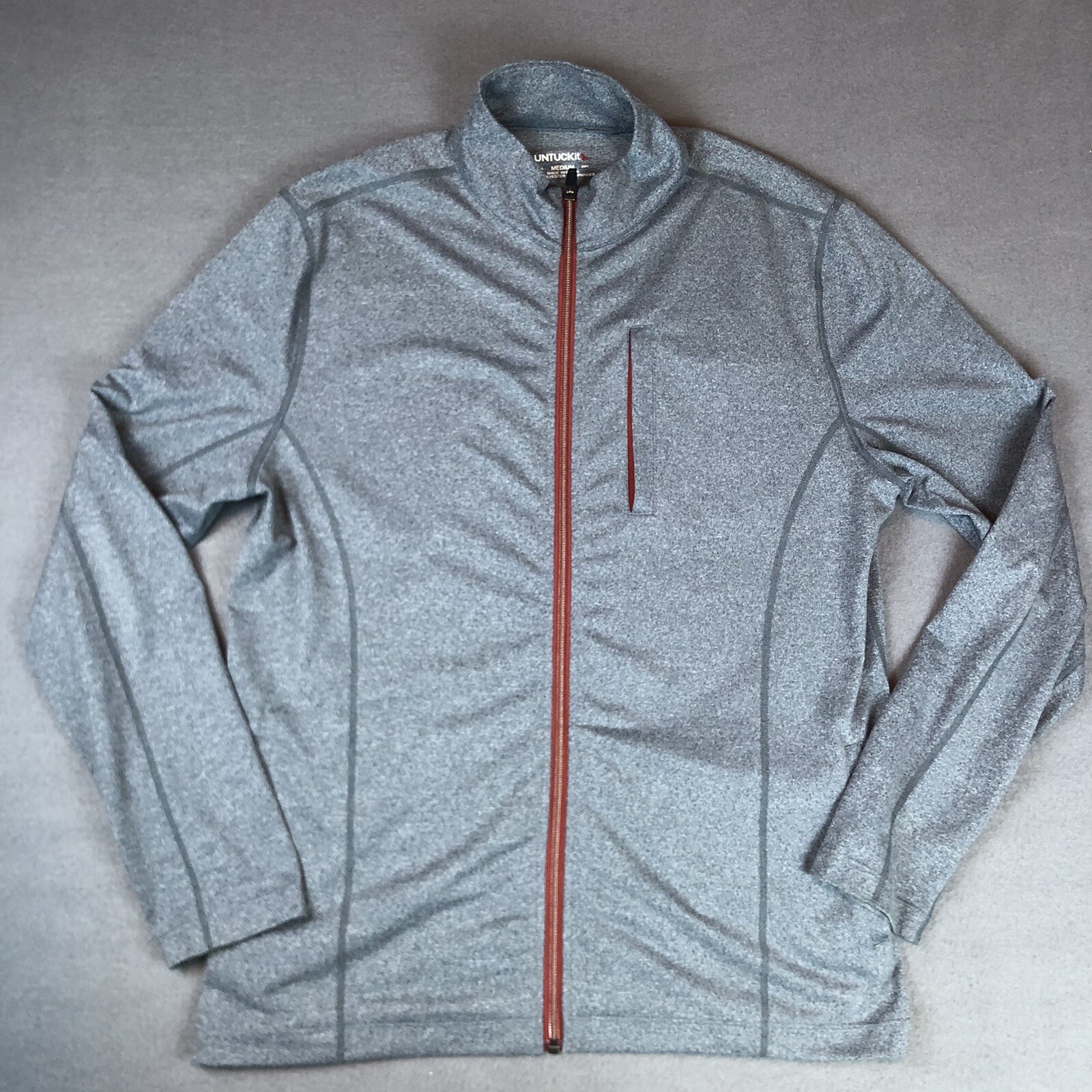 UNTUCKit Full Zip Regular Fit Track Jacket Pockets Men’s Medium Gray *FLAW