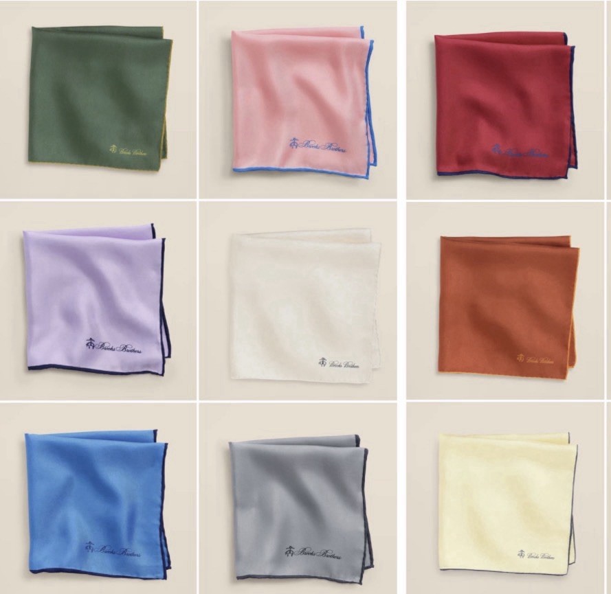 Brooks Brothers “LOT OF 9” Silk Pocket Square/Handkerchief (New-Minor Flaws)
