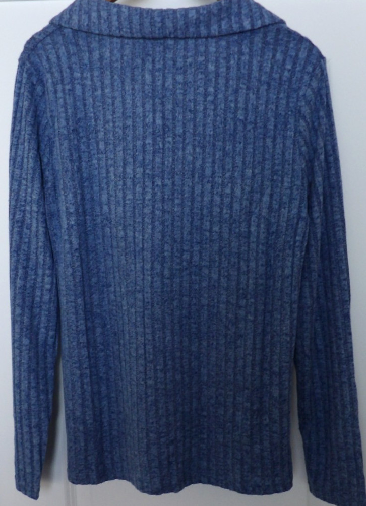 Women’s Long-Sleeved Blue Collared Sweater – Large – Super Soft – Ships Free