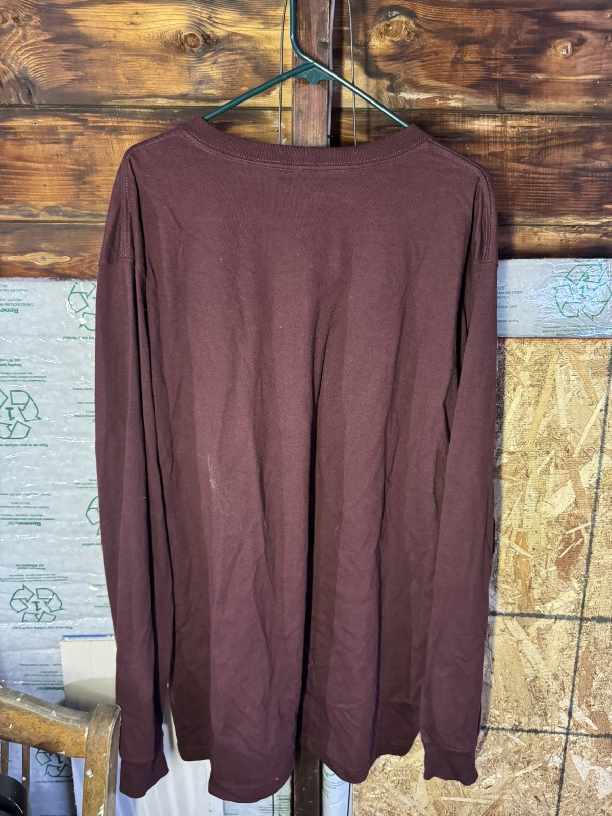 Carhartt Men’s Workwear Pocket T-shirt Sz XL Tall Burgundy Long Sleeve Loose Fit