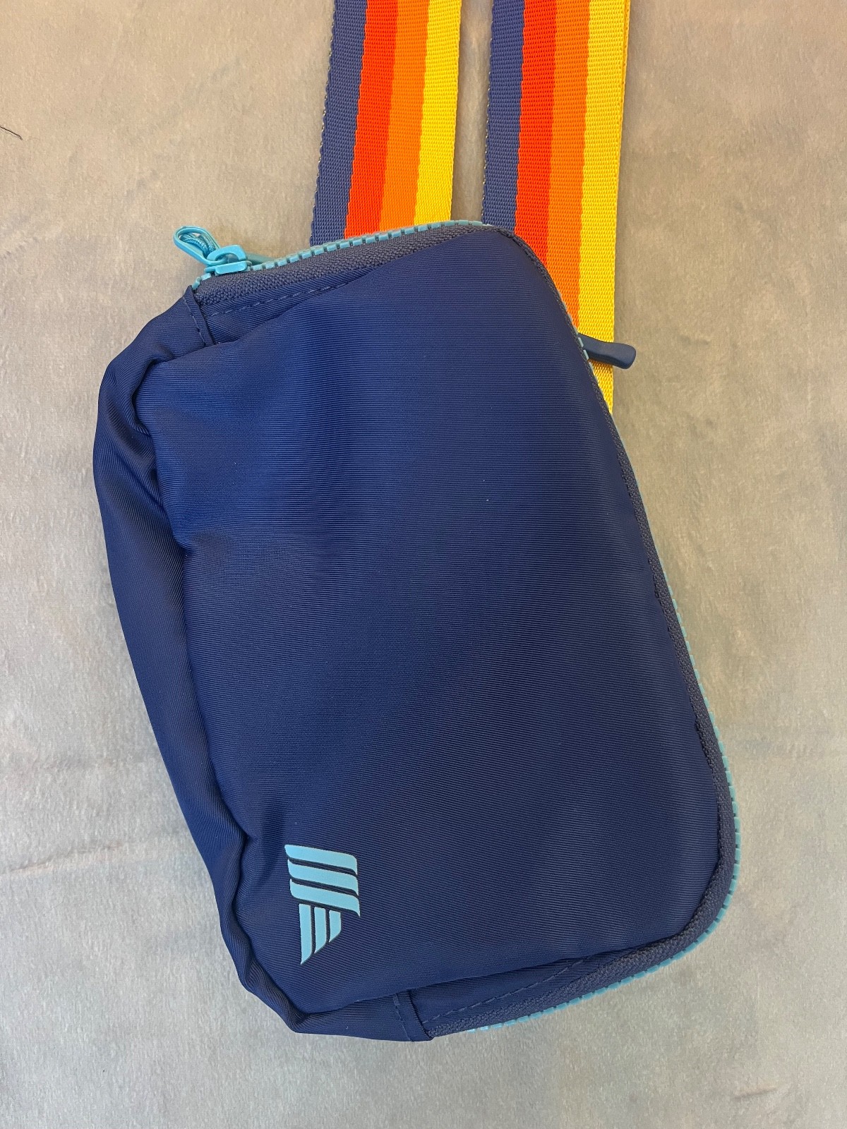 ALDI Crossbody Belt Bag / Fanny Pack, Blue + Rainbow Adjustable Belt BRAND NEW