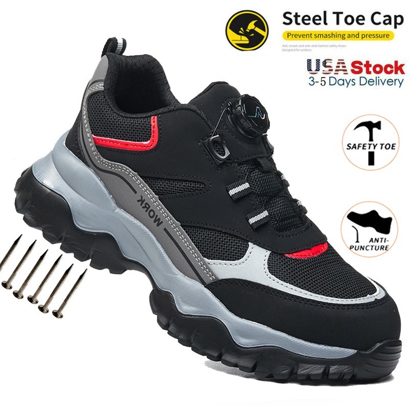 Work Safety Shoes For Men Breathable Work Sneakers Steel Toe Shoes Anti-puncture