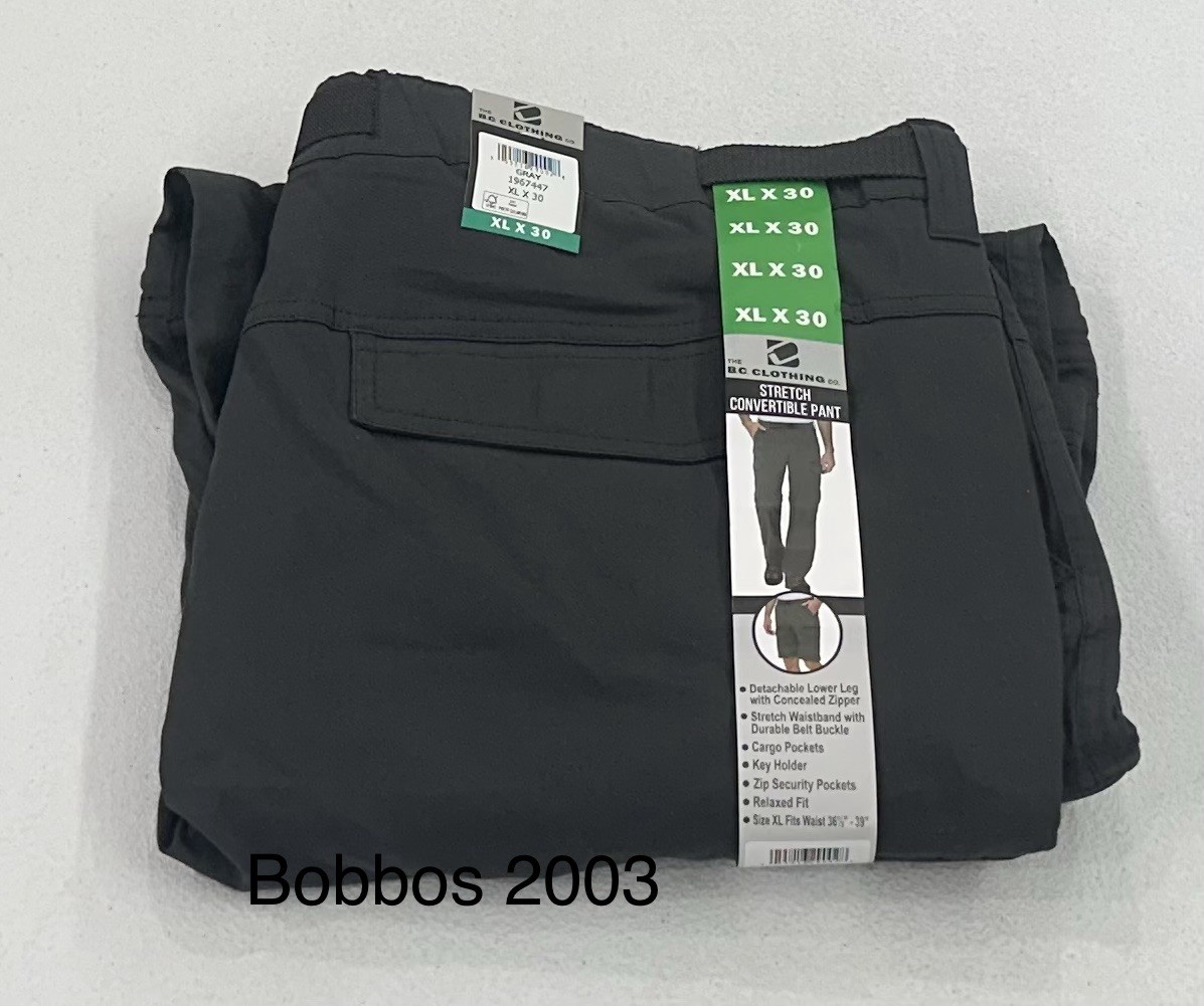 B.C. Clothing Men’s Convertible Stretch Cargo Short / Pants, Gray, Size XL X30