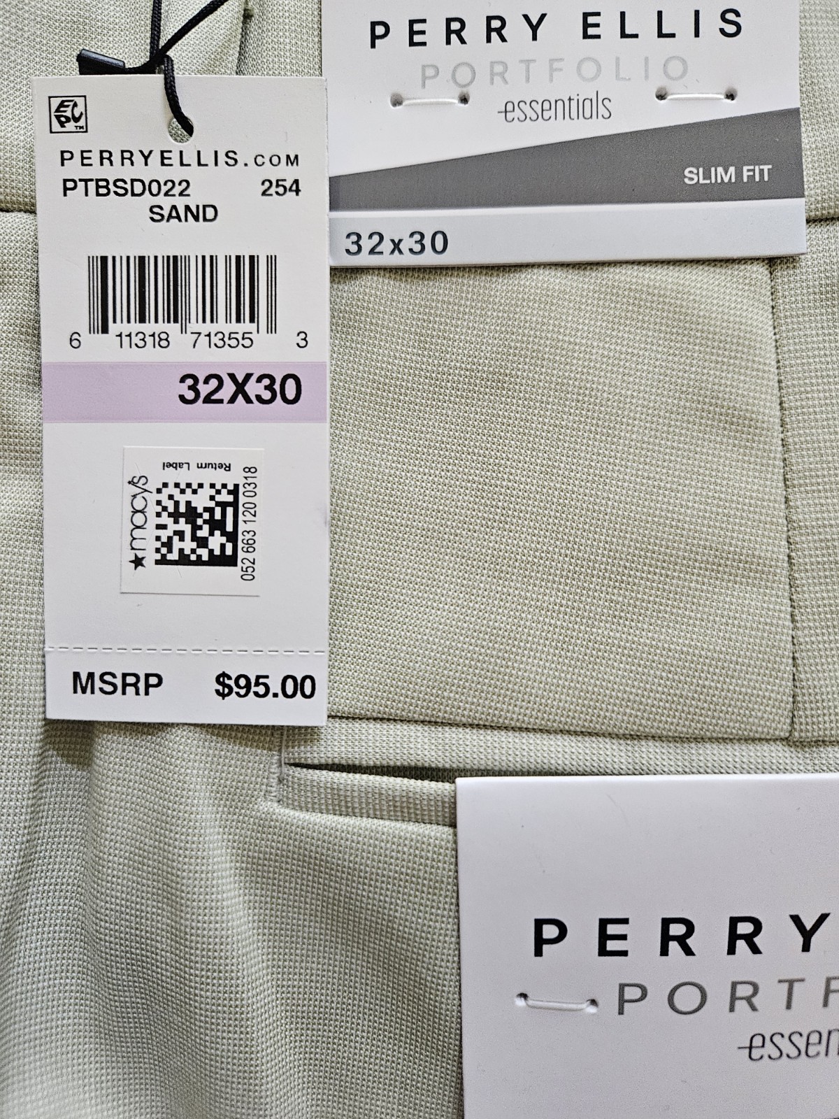 Alfani Mens Slim Fit Essentials Casual Dress Pants Sand 30W X 30L NWT
