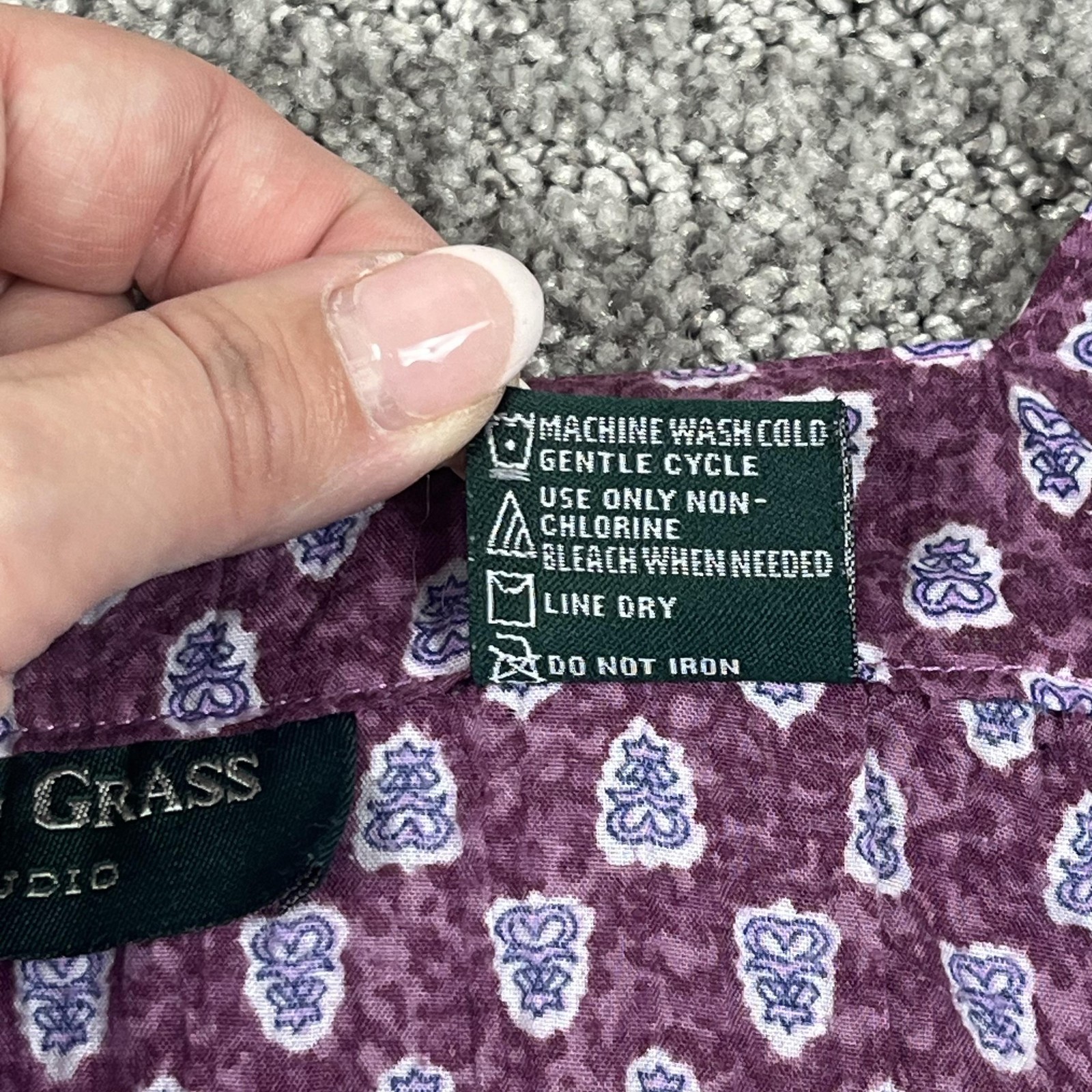 Lemon Grass Top Womens Large Purple Button Boho Peasant Summer