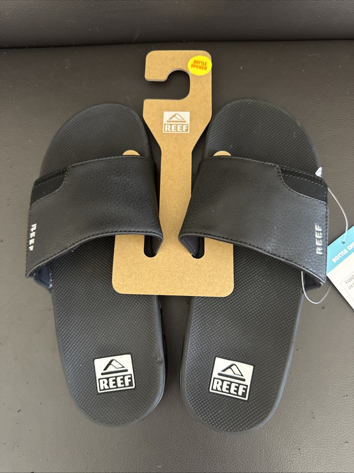 Reef Mens Fanning Slide Single Adjustable Strap In Black Silver Size US 8