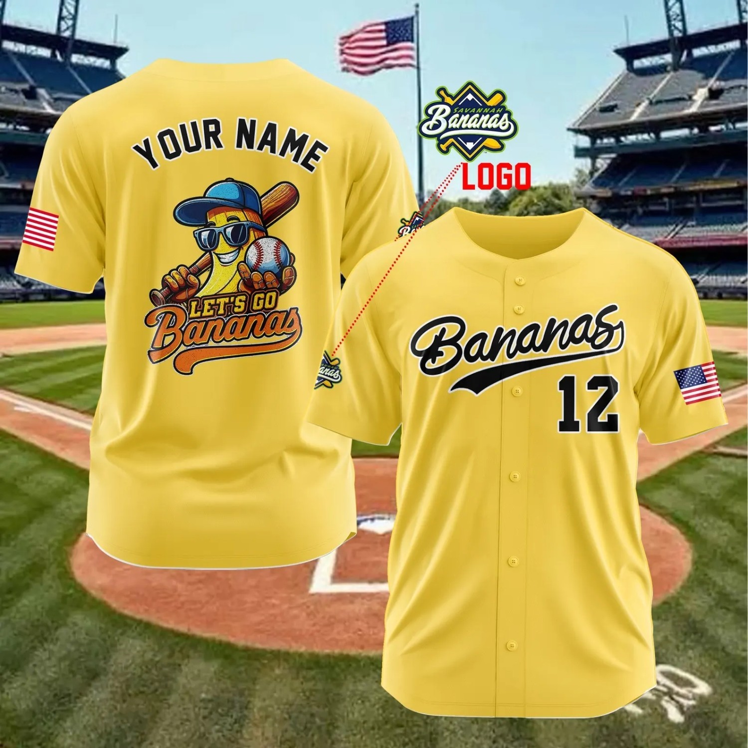 Savannah Bananas Baseball Jersey, Custom Name & Number, Funny Game Day Fan Outfi