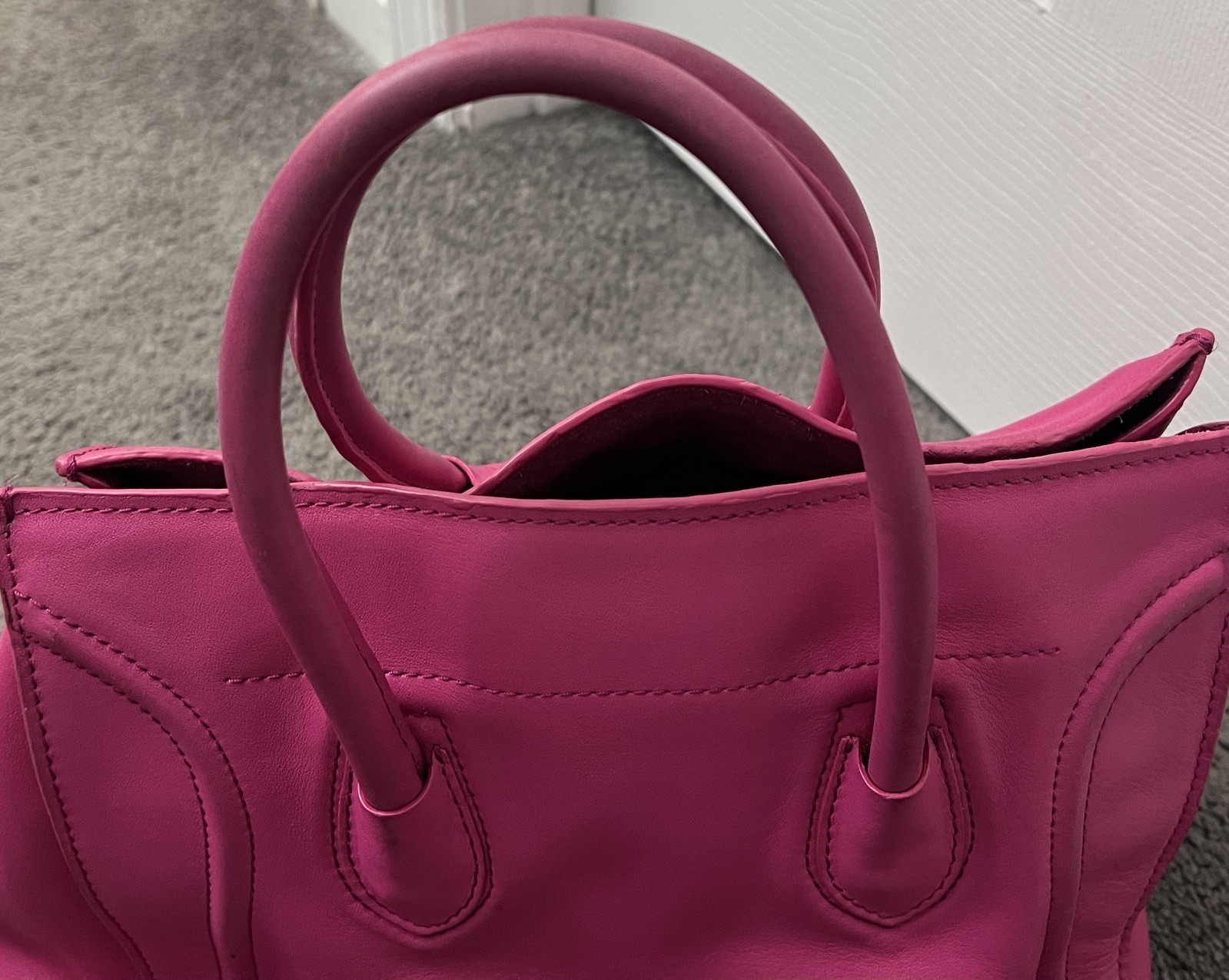 CELINE Luggage Phantom Hand Bag Leather Pink
