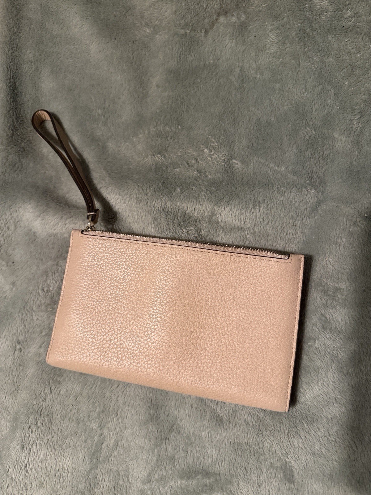 kate spade new york Solid Pink/Beige Wristlet Wallet Zipper, ID Window, Cards