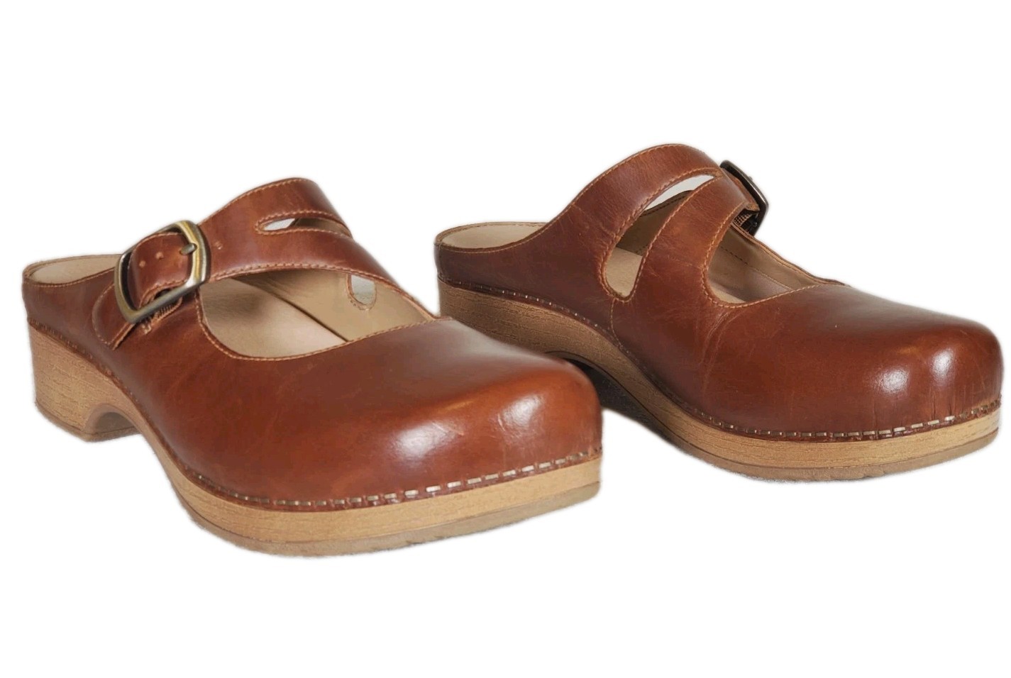 Dansko Britney Oiled Pull Up Tan Clogs Leather Strap Women’s US 10.5 – 11 EU 41