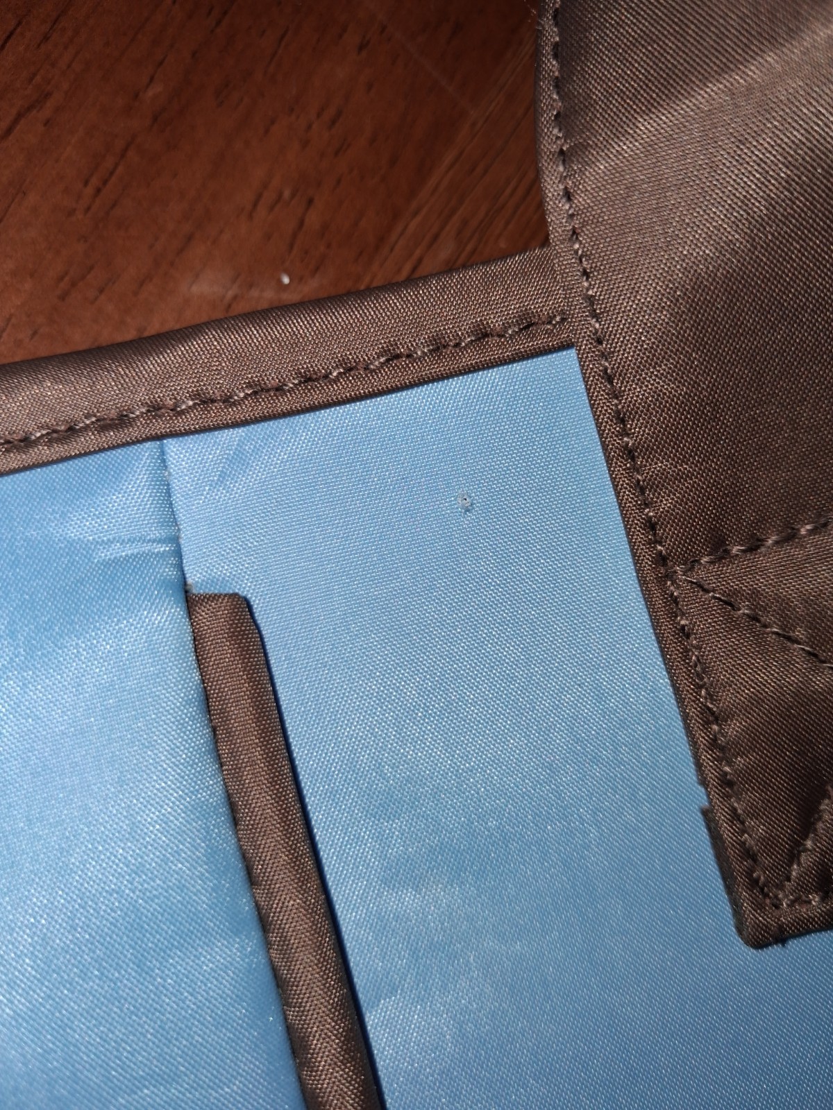 Curves Large Blue & Brown Tote Bag w/ Detachable Pouch, Pockets, Work Travel