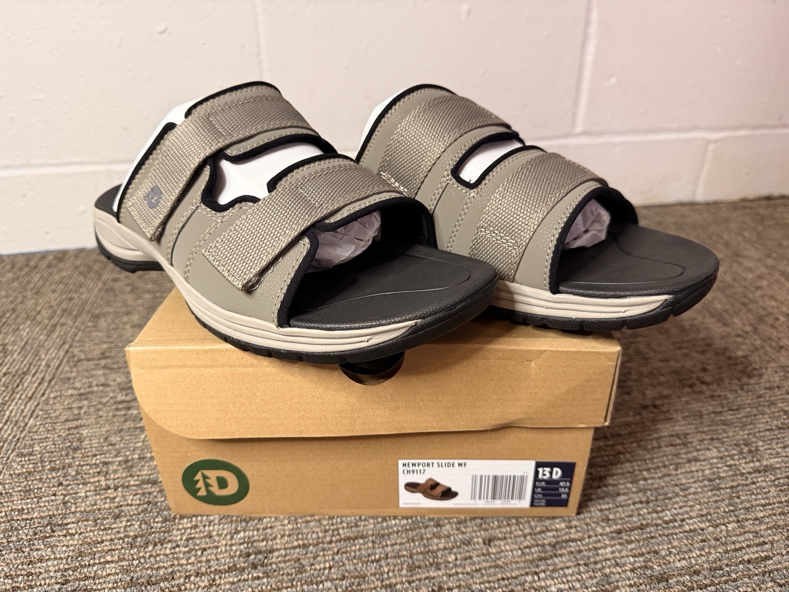 Dunham Newport Slide Sandals Men’s Size 13D Gray Adjustable Comfort NEW