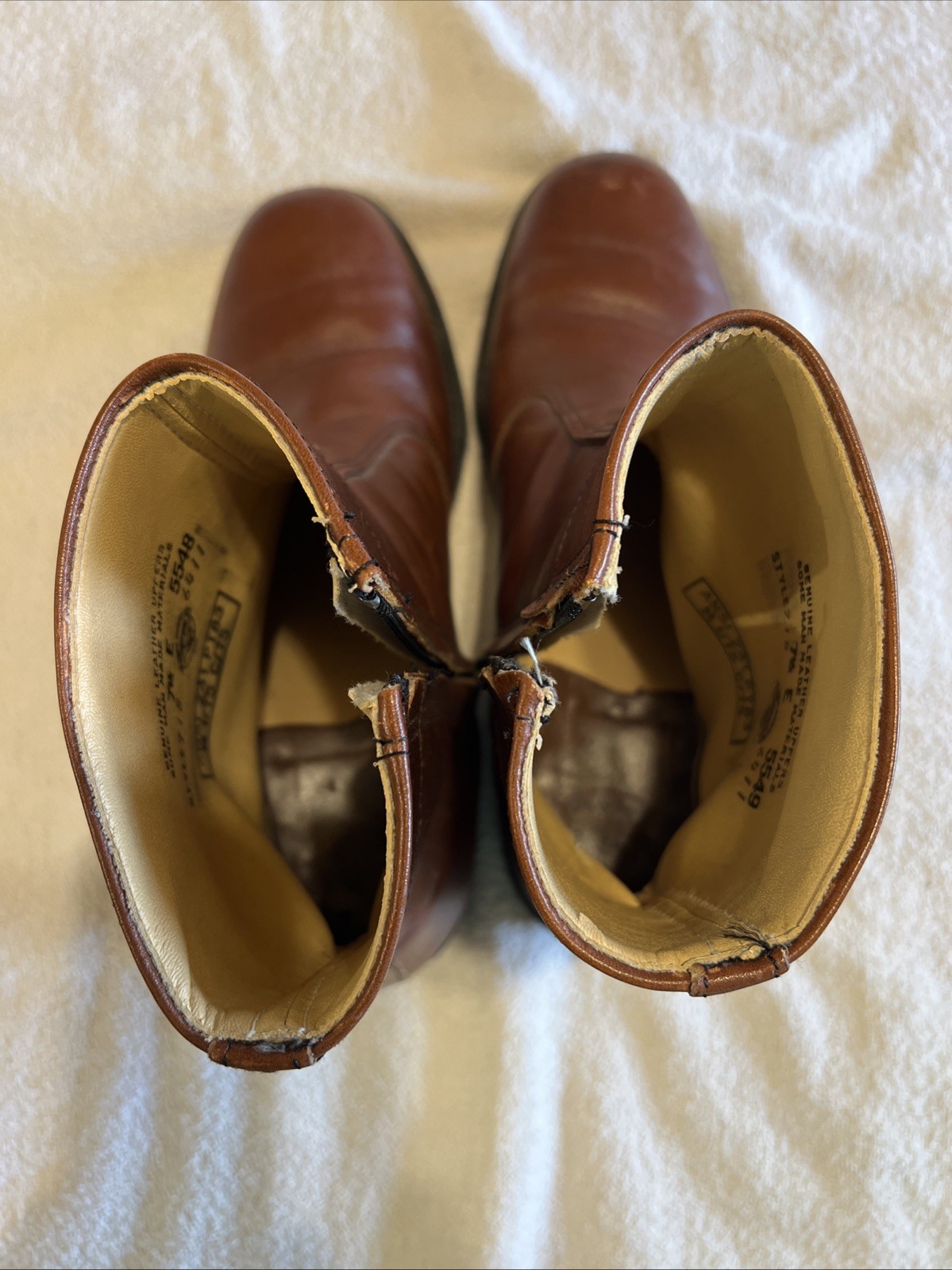 Vintage 90s Iron Age Steel Toe Side Zip Work Boots USA Brown Leather Wide 7.5 E