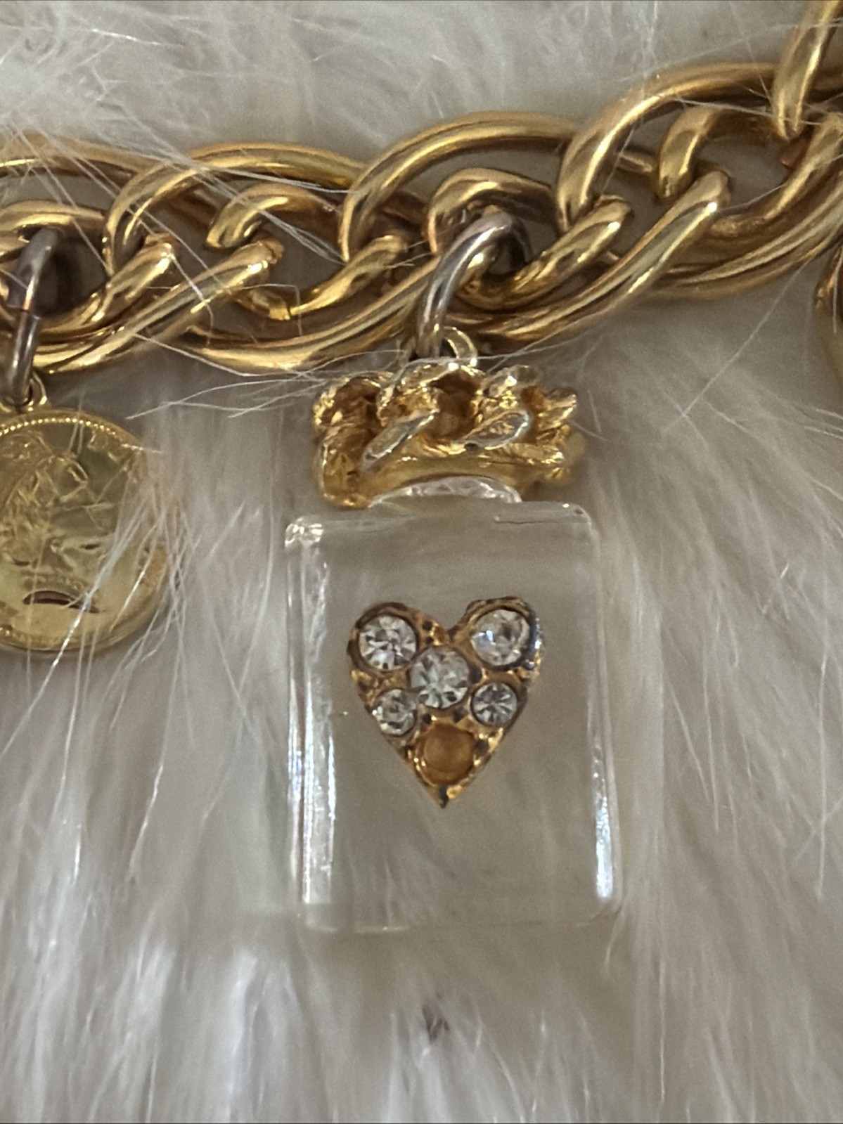 The Limited Vintage 90’s Gold Tone Charm Hearts Coins Perfume Chain Belt