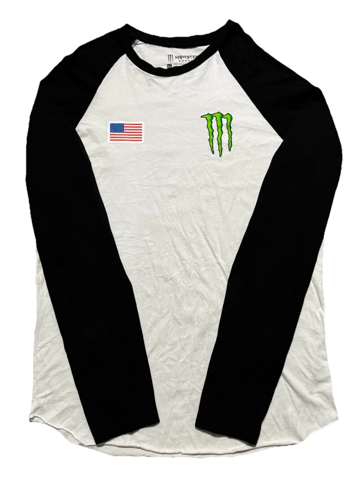 Monster Energy Long Sleeve T-Shirt. Mens XL. White. Black.
