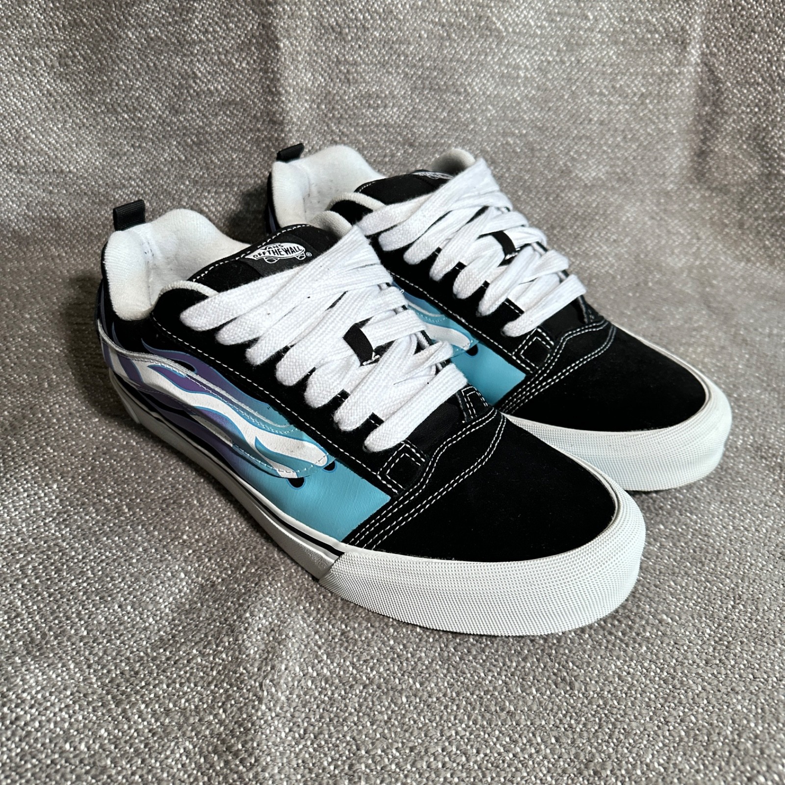 Vans Knu Skool Skate Shoes Flame Black Blue Y2K Sneakers Men’s Size 11