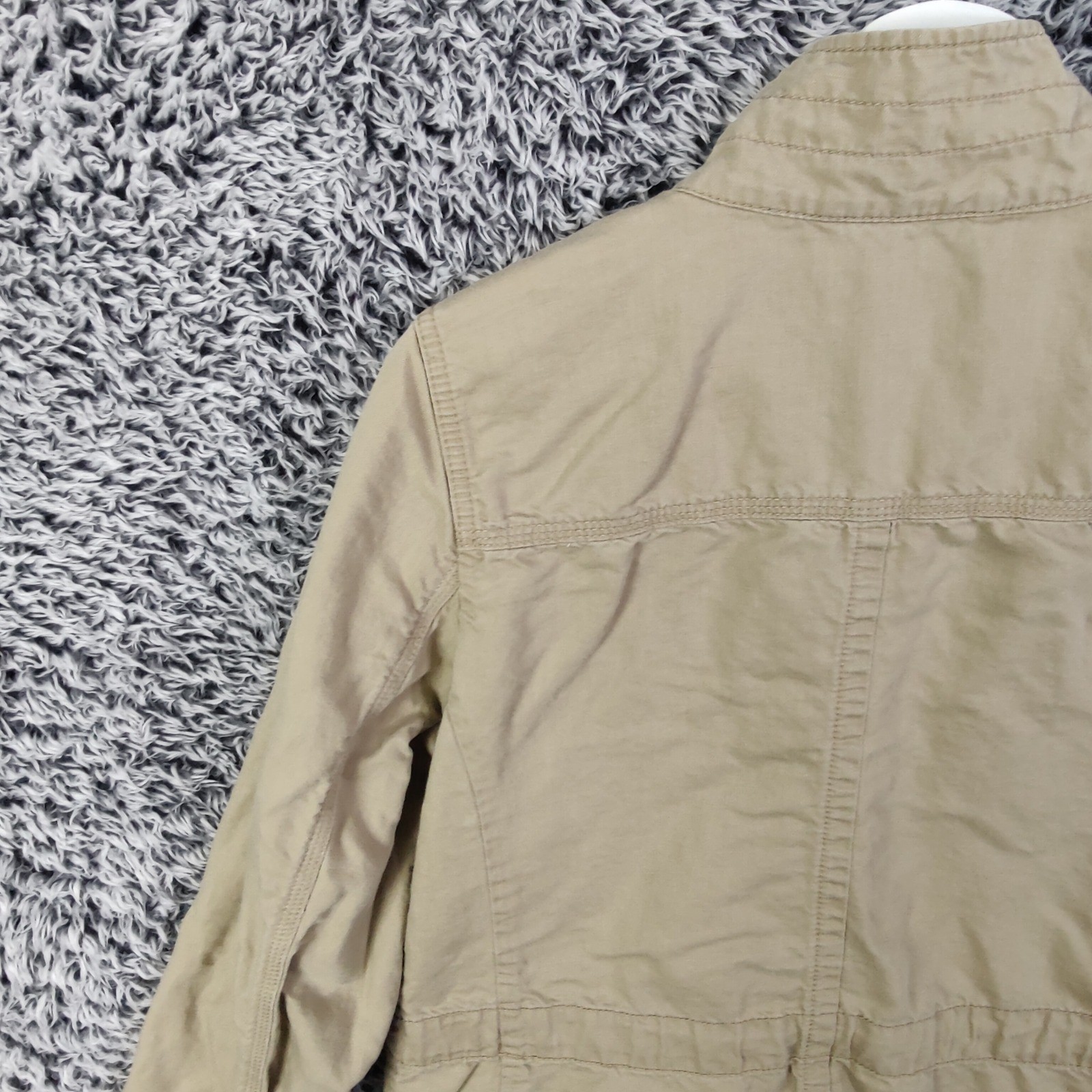 Talbots Khaki Utility Linen Lyocell Jacket Women Small Button Long Sleeve Safari