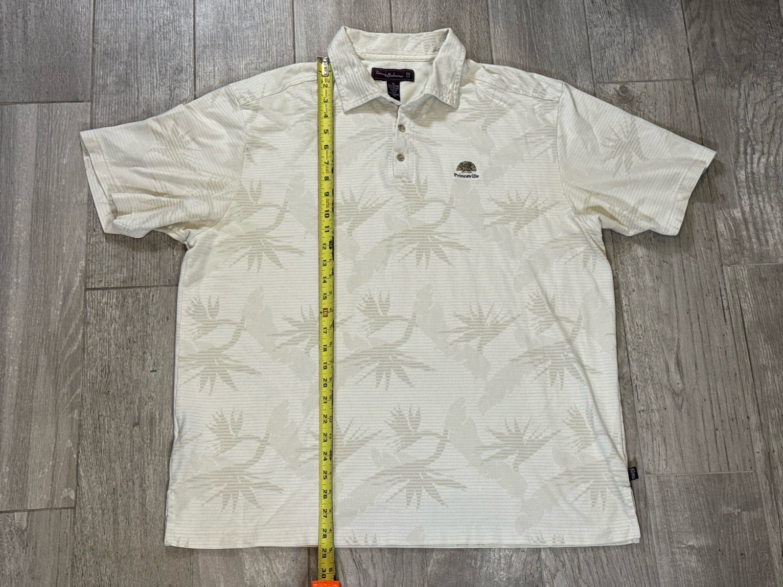 Tommy Bahama 18 Golf Polo Shirt Mens XL White Princeville Resort Tonal Jacquard