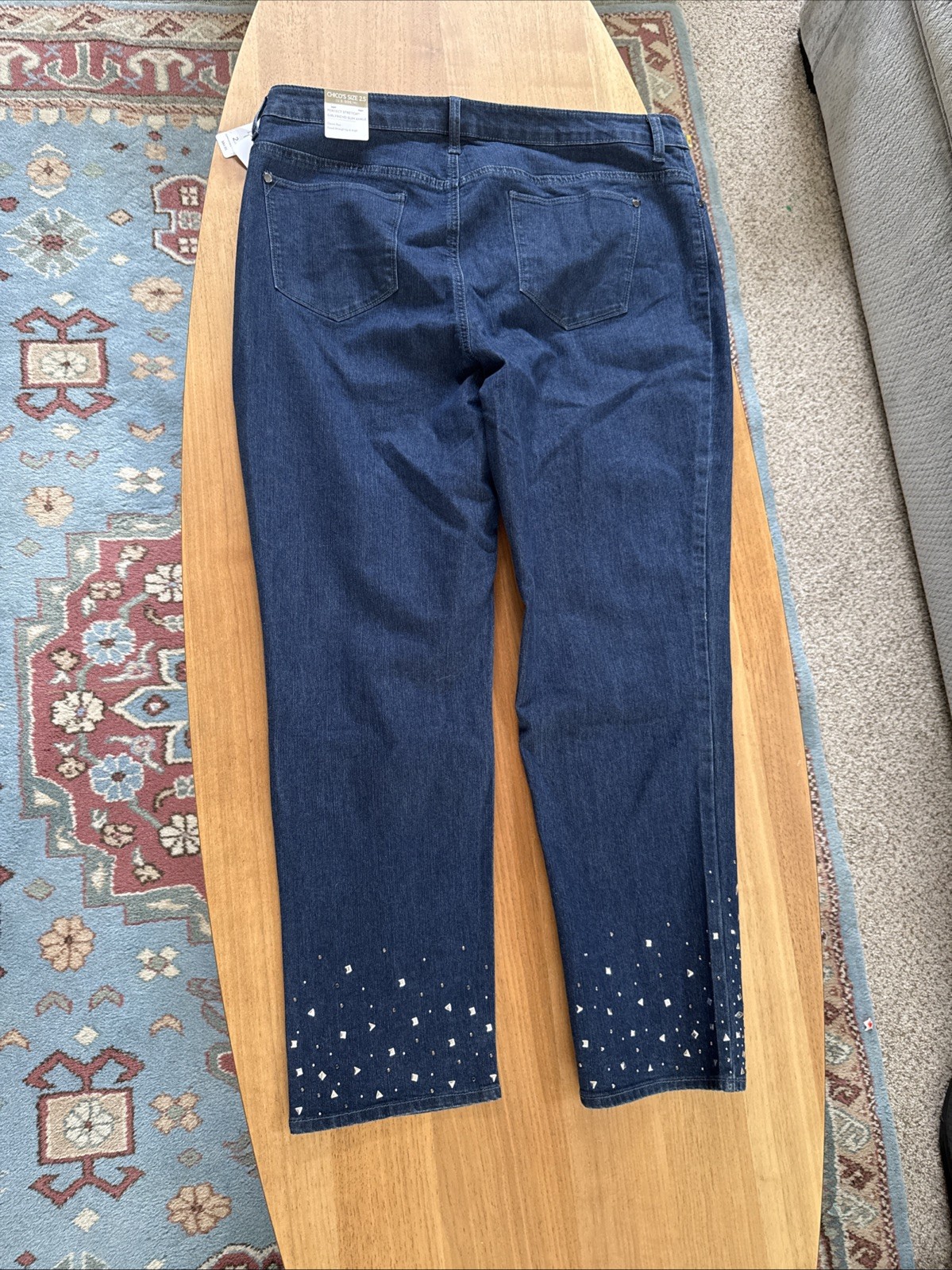 New Perfect Stretch by Chicos Hematite ScatteGirlfriend Slim Leg Ankle 2.5 Jeans