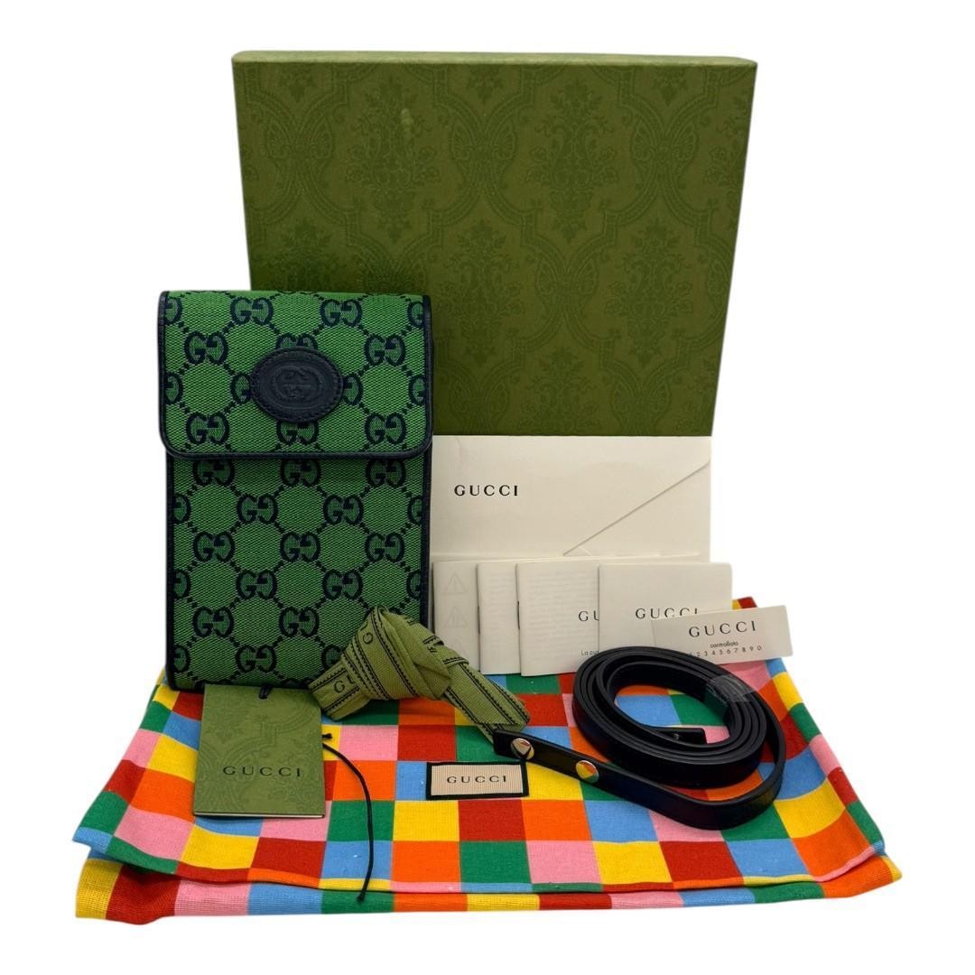 GUCCI GG Canvas Shoulder Bag Green Ladies Gift Present 0611b