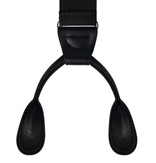 Men’s Y-Back 1.4 Inches Wide Button End Elastic Adjustable Suspenders Black