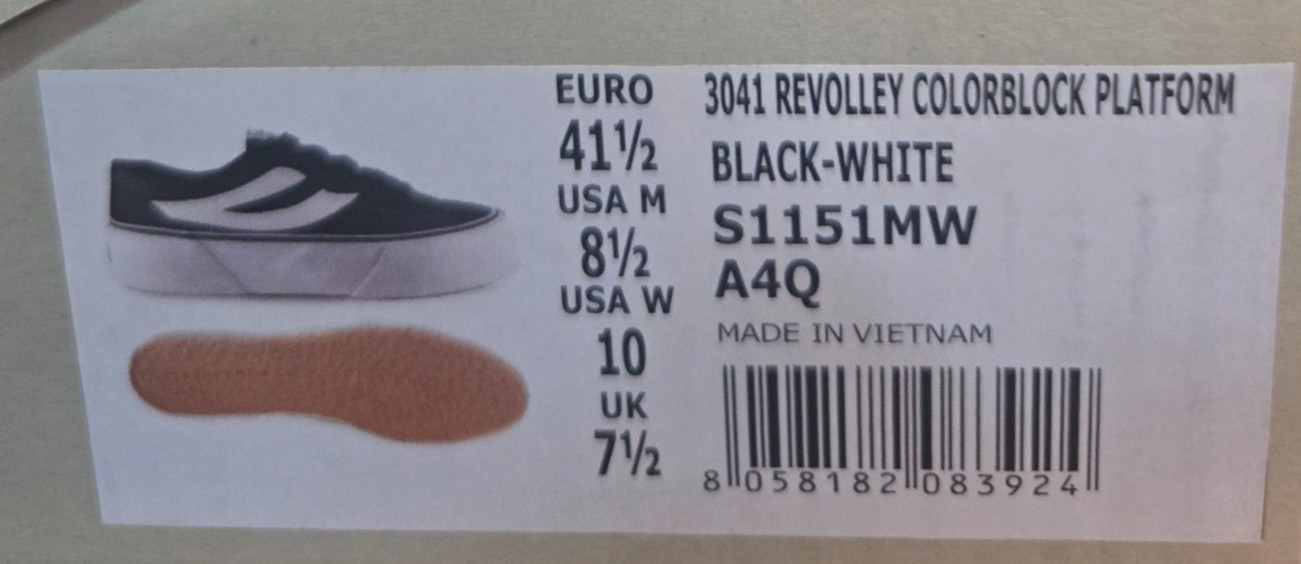 Superga 3041 Revolley Colorblock Platform Sneaker 8.5 Men/10 Women Black/White