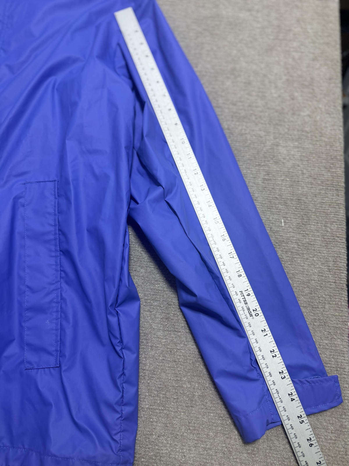 Lands’ End Jacket Mens Large Blue Hooded PVC Rain Coat Mesh Lined Zip Waterproof