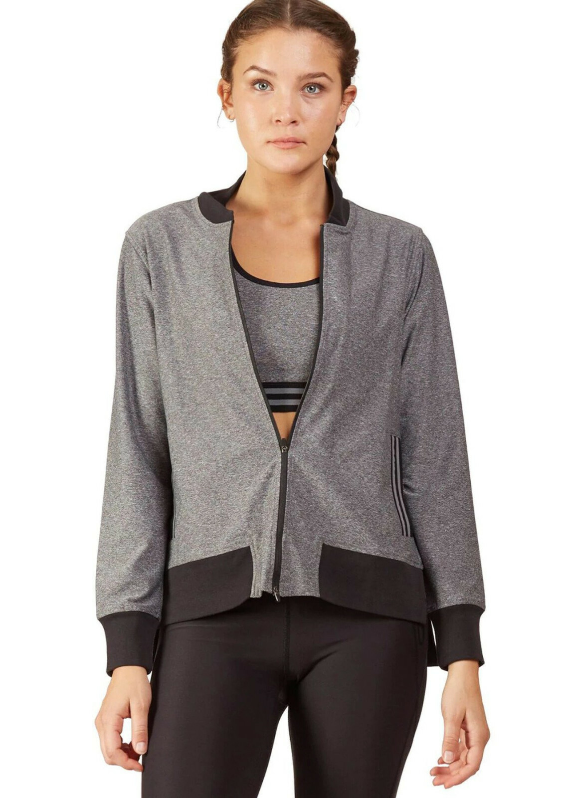 WOMENS sz BOMBER Stretch JACKET Top RUNNING Sports FITNESS Yoga ATHLETIC Workout