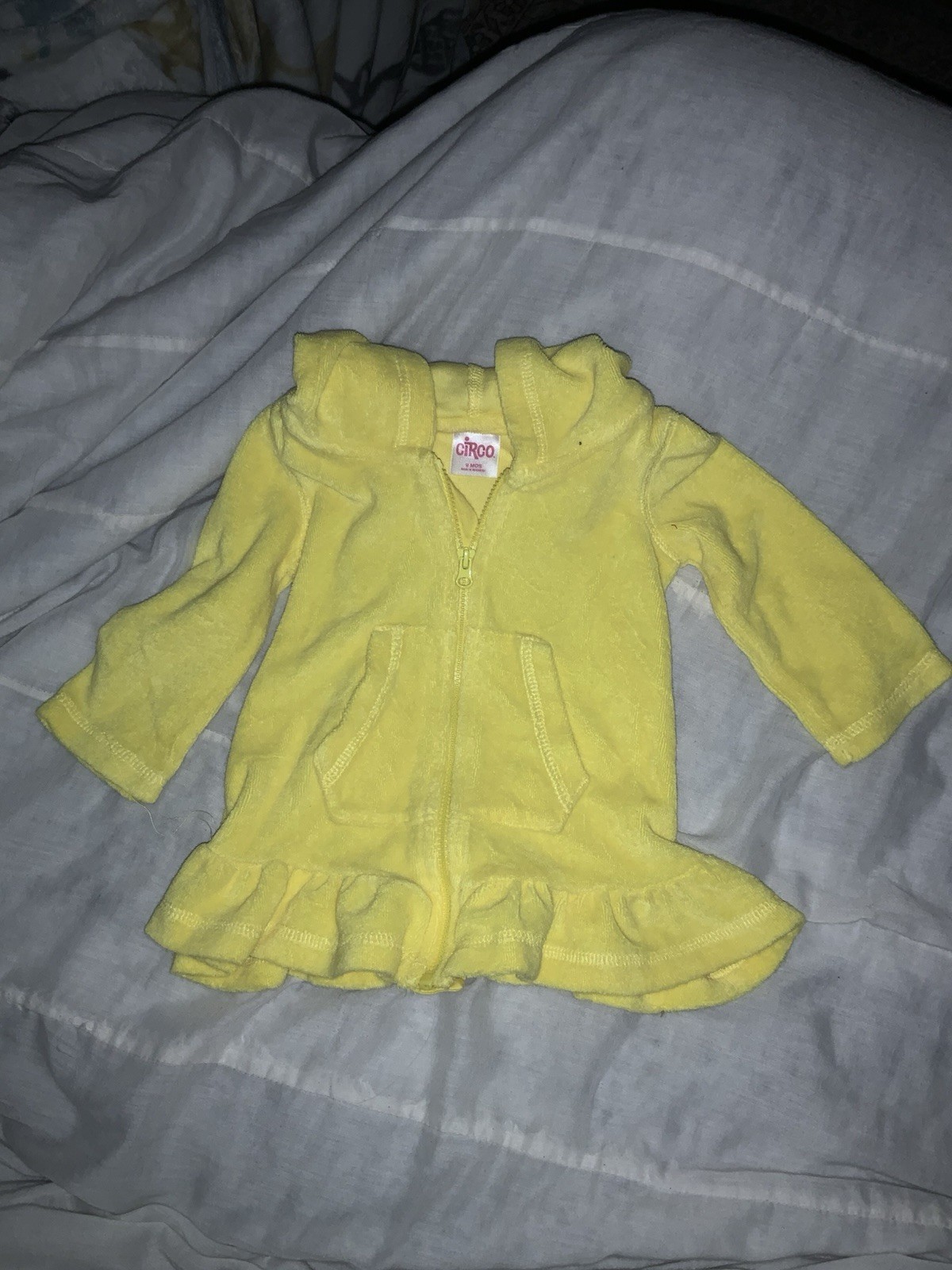 Vintage Euc Circo Yellow Terry Cloth Kids Swim Coverup size 9m