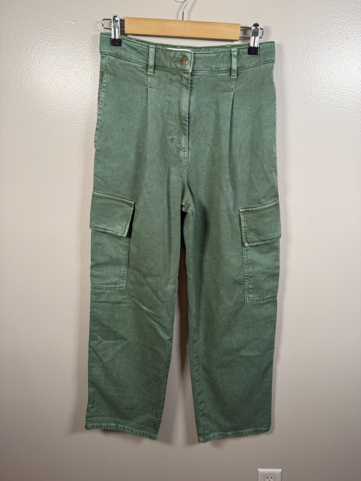 Chloe Stora Rudy Cargo Jeans Size EU 36 US 4 Green Straight Leg High Rise