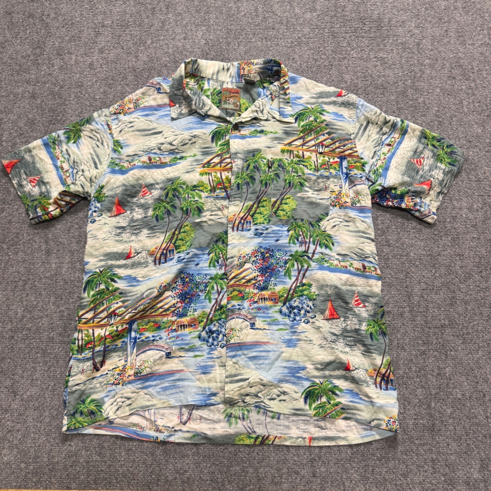 Pineapple Connection Shirt Size XL Red Vintage Men Hawaii Palm Floral 100% Rayon