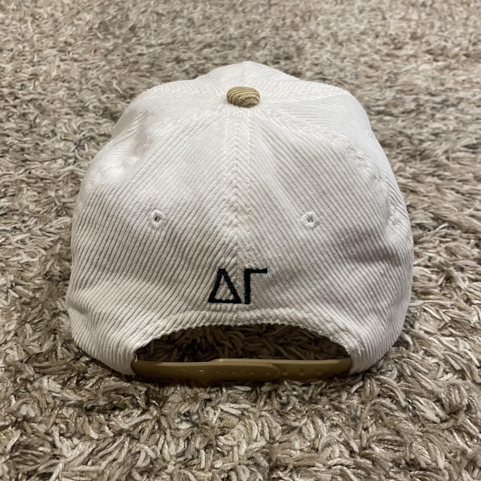 Mitch Flippo Daisy Flowers Do Good Hat Corduroy Snap Back White Tan Delta Gamma