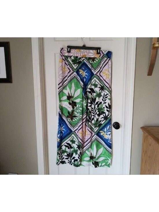 New INC International Concepts Floral Wide Leg Pants in Blue Green Pink XL