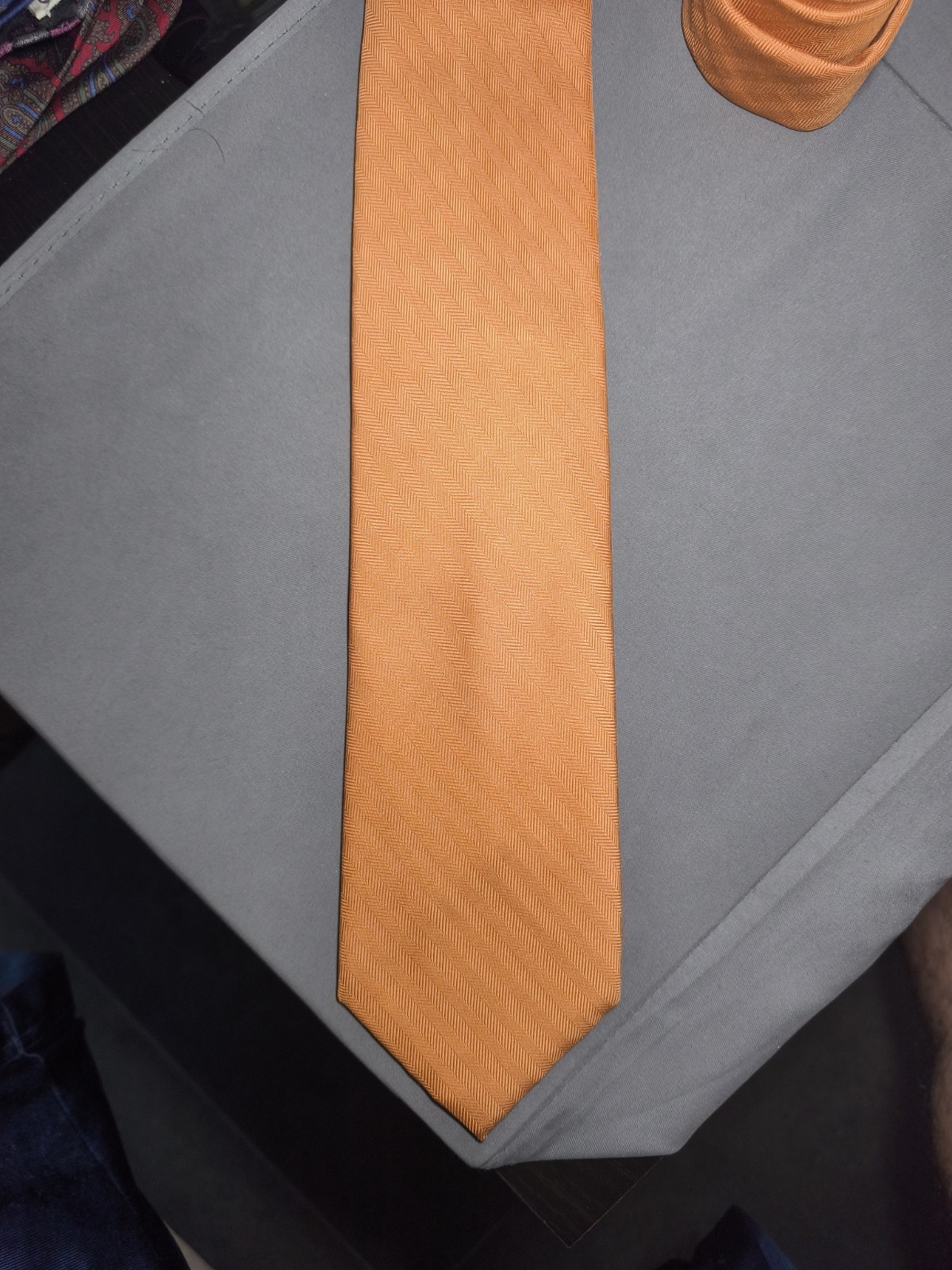 Eddy Monetti – Solid Orange Silk Tailored Tie Made in Italy