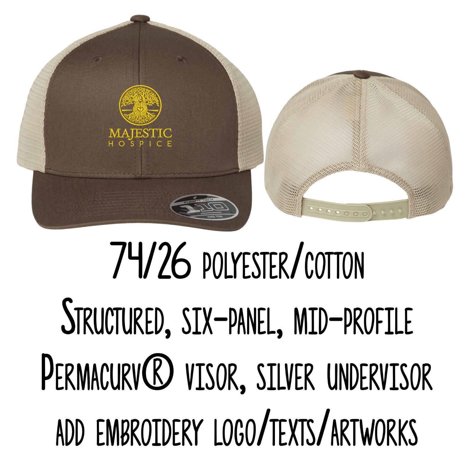 Ink Stitch Flexfit Custom Logo Texts Stitching Mesh Back Trucker Caps 110M