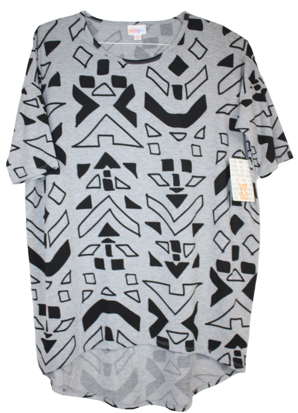 LuLaRoe IRMA T Shirt Women’s Top Short Sleeves NWT Size XS XSmall Gray Black