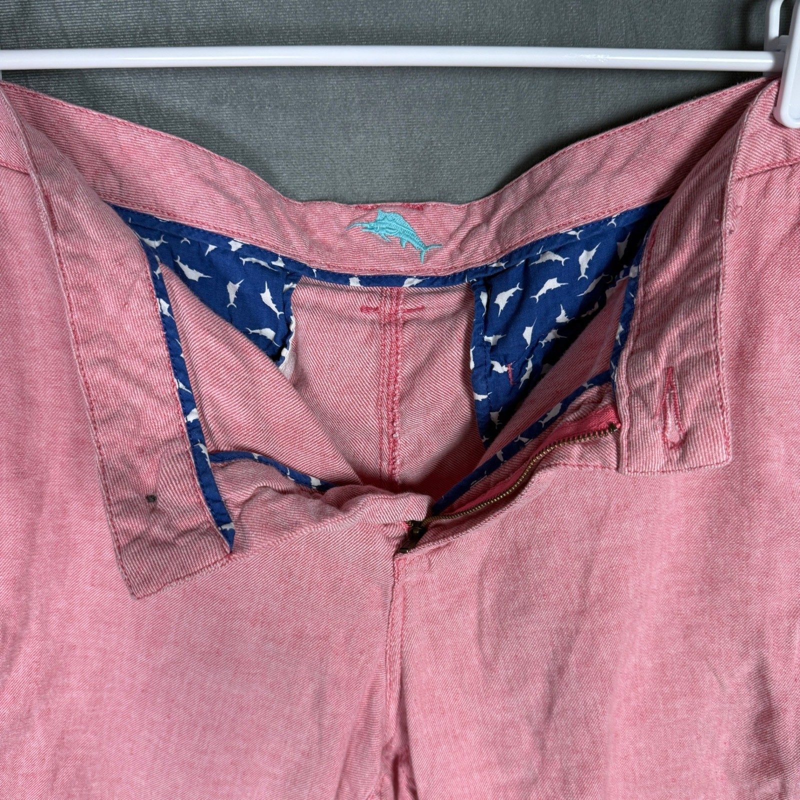 Tommy Bahama Mens 36 Linen Blend Flat Front Shorts Chino pink Summer Resortwear