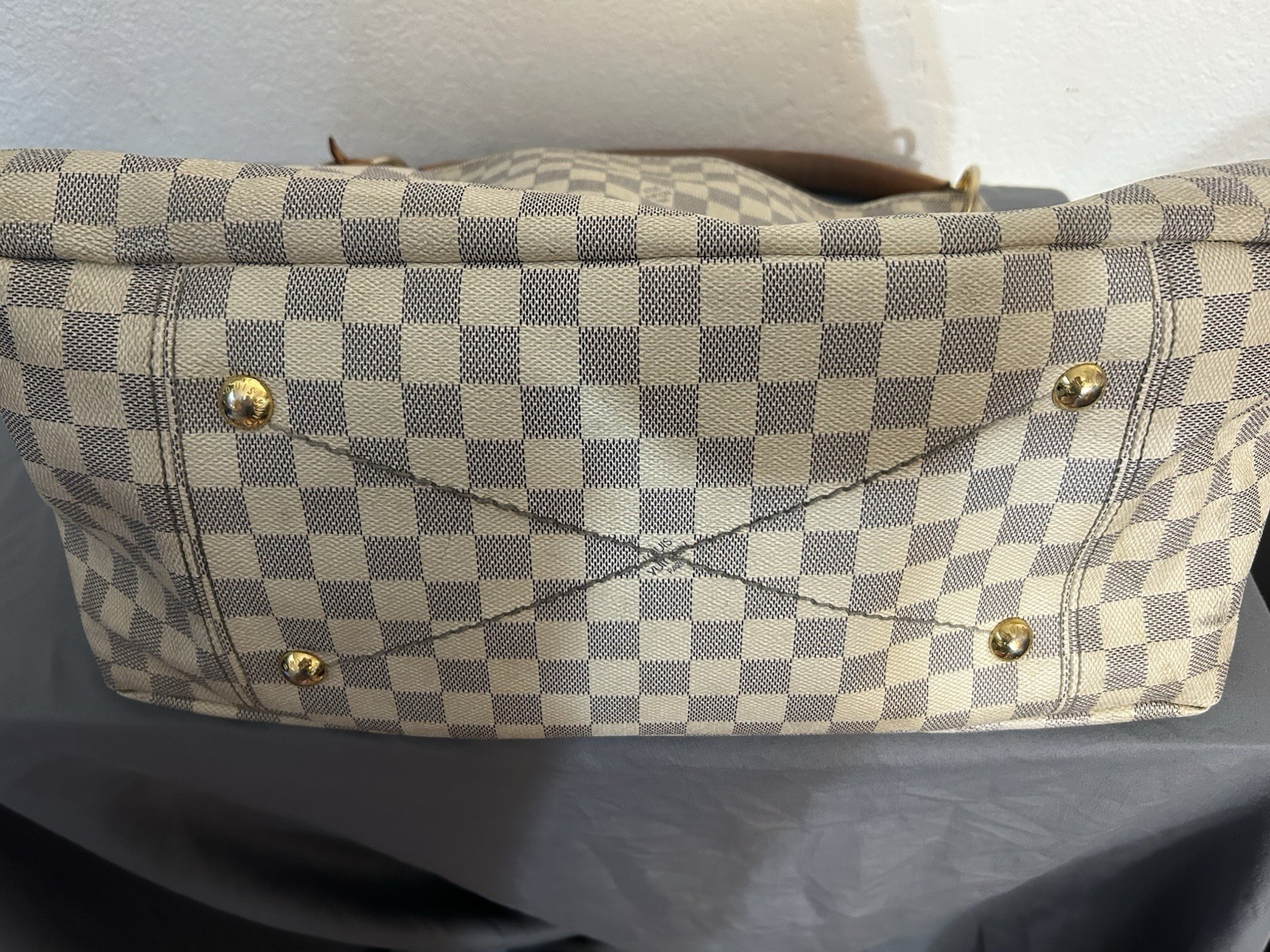 Louis Vuitton Damier Azur Large Hobo Bag w/ Wallet, Gold Hardware, Pockets