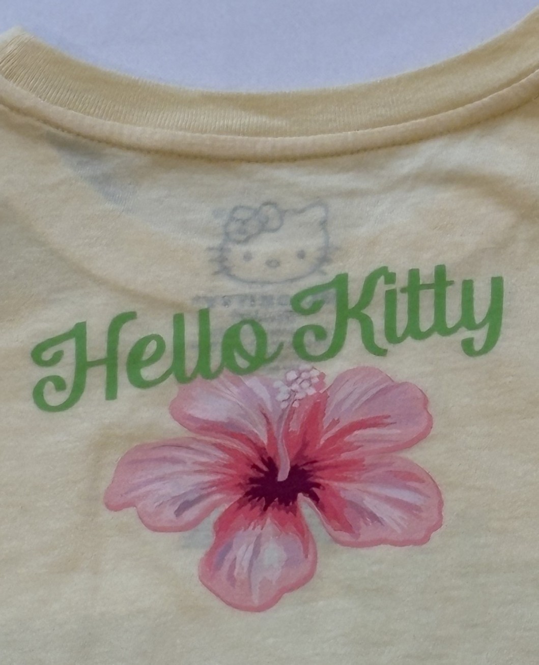 New Hello Kitty Sanrio Yellow Coastal Dreaming Tee Shirt Size L 10-12 NWT