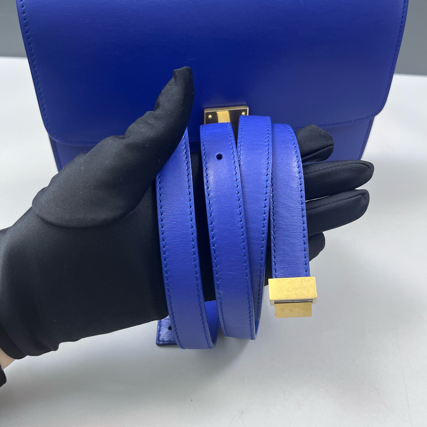 Authentic Celine Classic Box Calfskin Shoulder Bag Blue Gold-Tone eBay AG