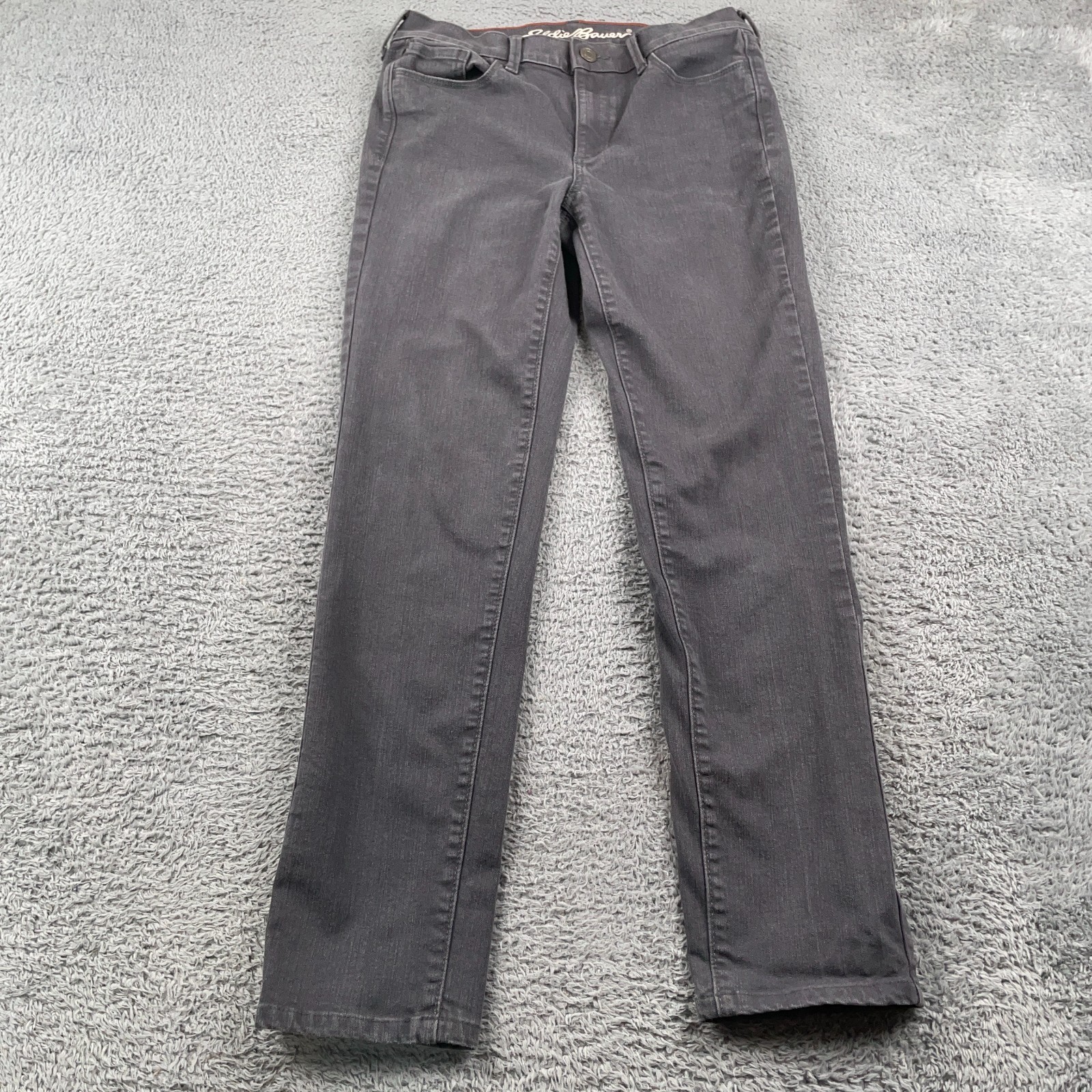 Eddie Bauer Jeans Womens 4 Gray Slightly Curvy Slim Straight Stretch Denim