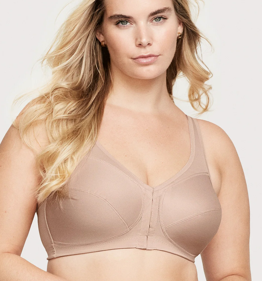 Glamorise 36D MagicLift Front Closure Posture Back Bra 1265 Cafe