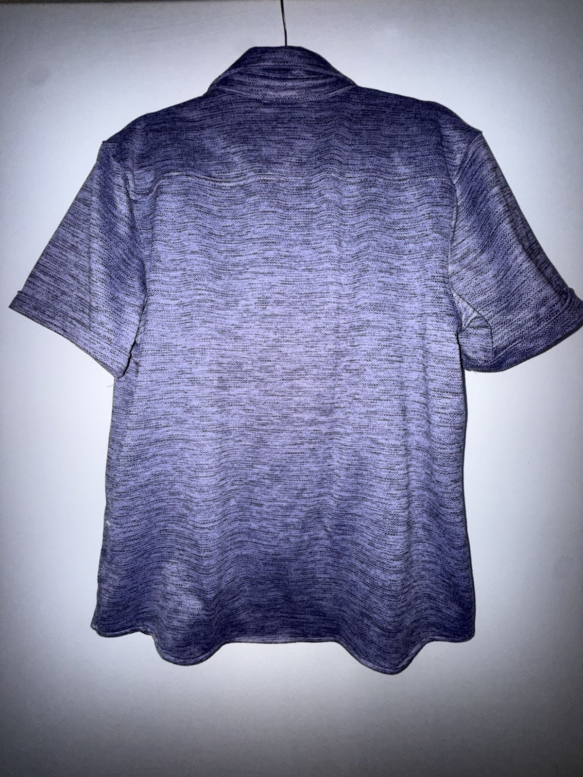 Marc Anthony Men’s Slim Fit Short Sleeve Button Up Shirt Blue Gray Size Large